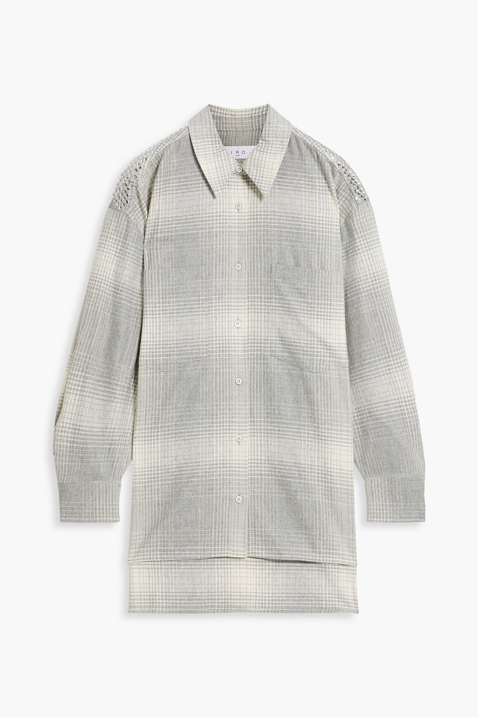 Iro Joye Studded Checked Flannel Shirt In Light Gray