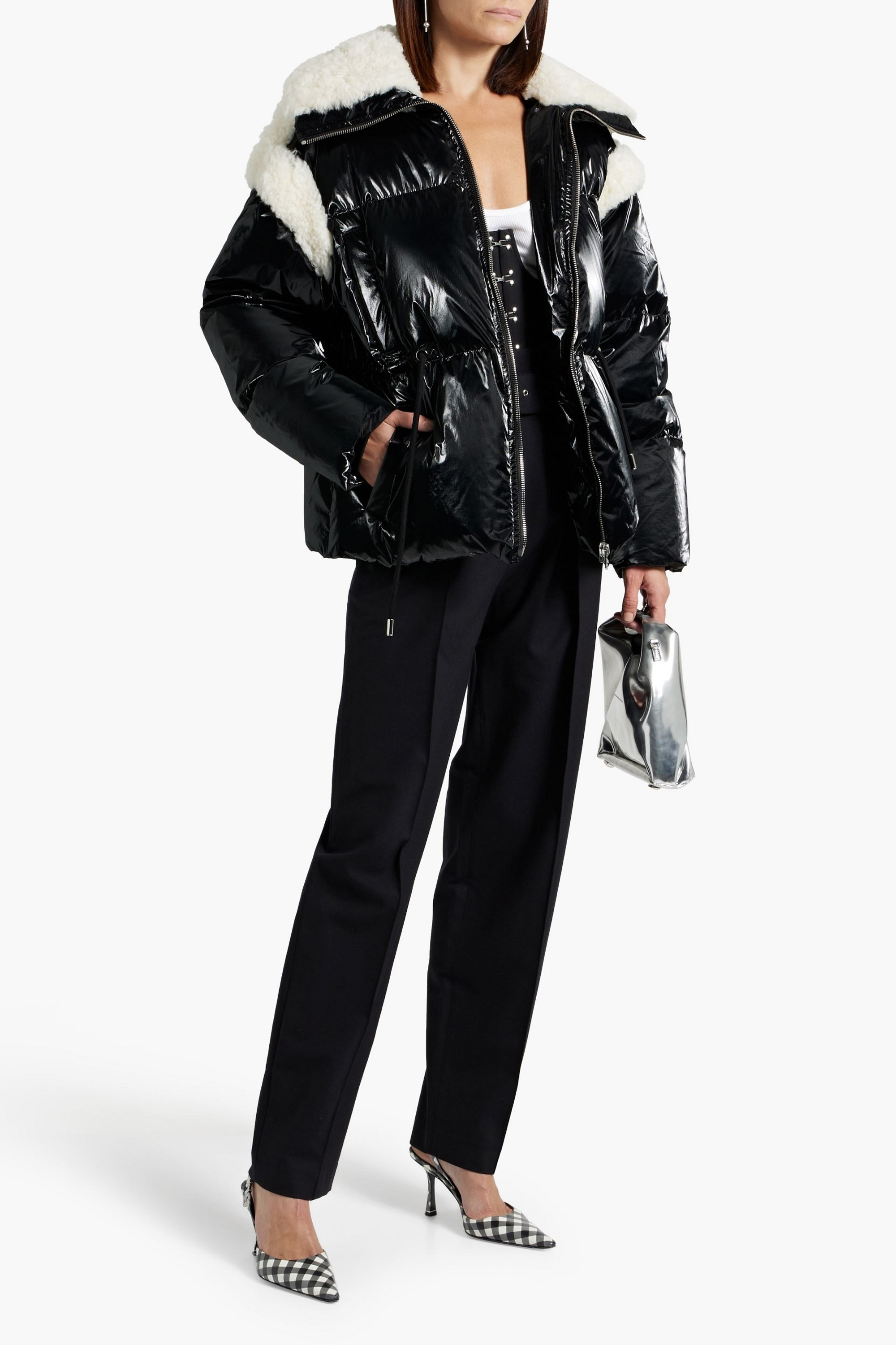 IRO Belina faux shearling-trimmed quilted shell jacket