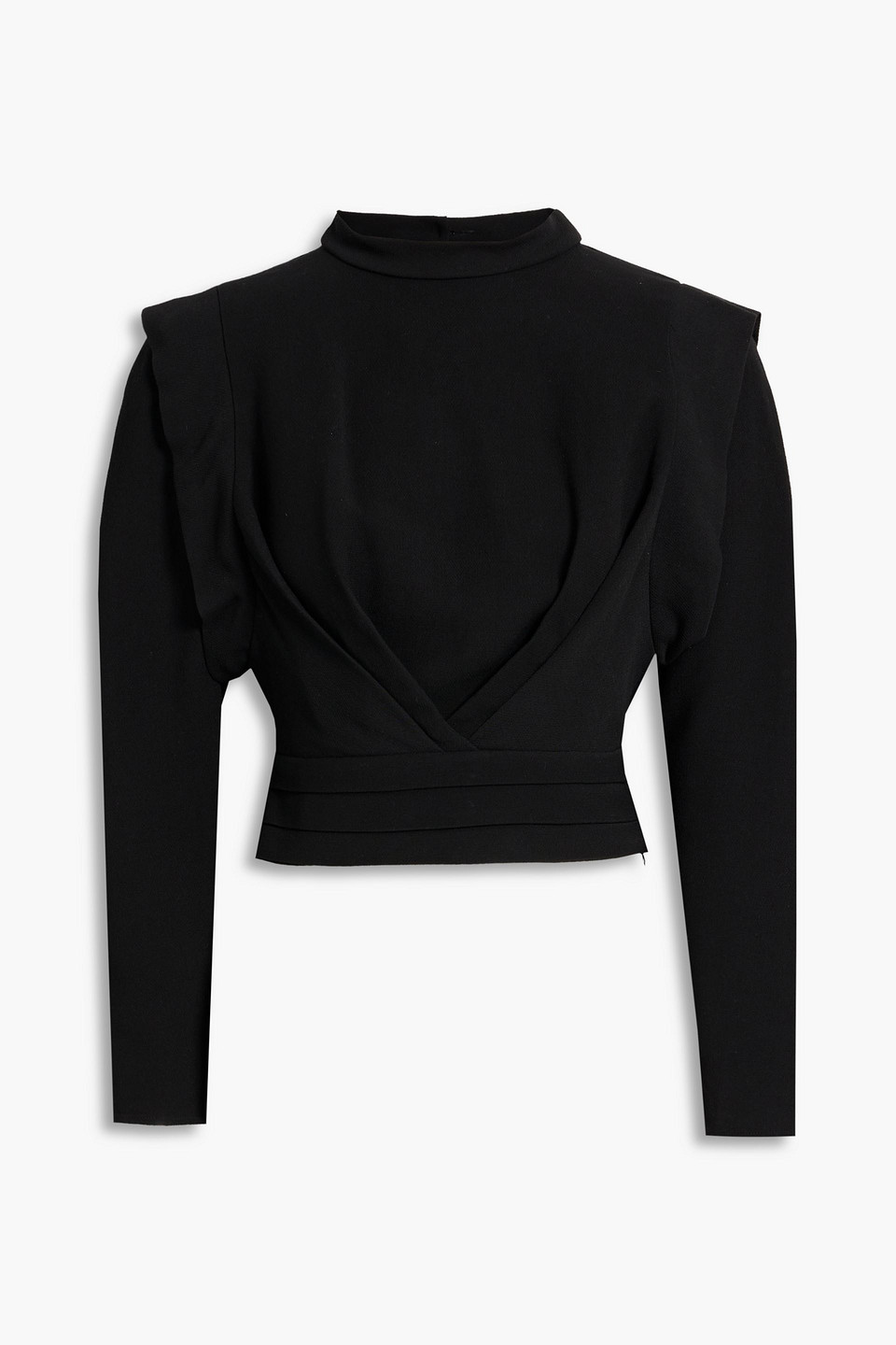Iro Joana Cropped Cutout Grain De Poudre Top In Black