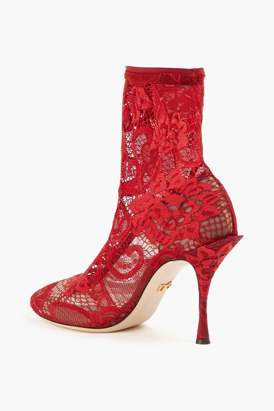  Dolce&gabbana - Sock Boots Aus Stretch-spitze - Rot - Eu 35.5 