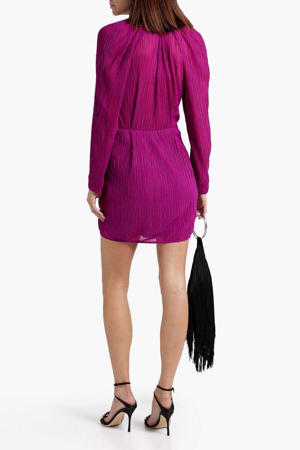 IRO Alvina wrap-effect plissé-tulle mini dress