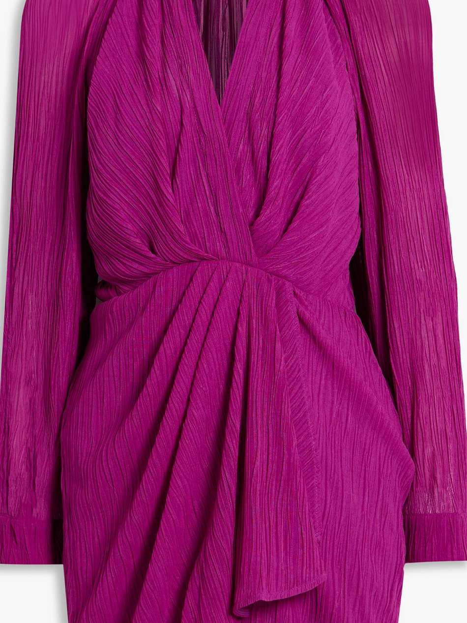 alvina wrap-effect plissé-tulle mini dress