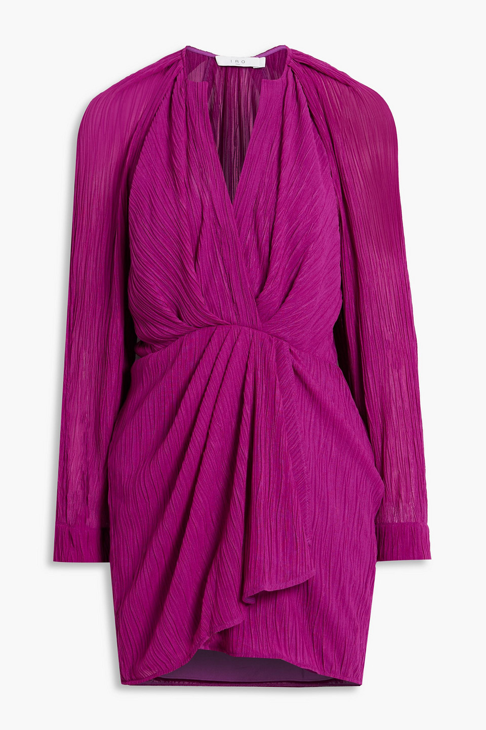 Iro Alvina Wrap-effect Plissé-tulle Mini Dress In Magenta