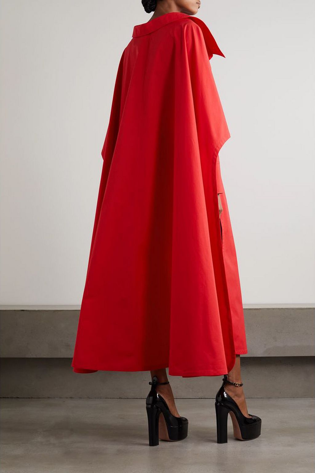 VALENTINO GARAVANI Cape-effect cotton-poplin midi shirt dress