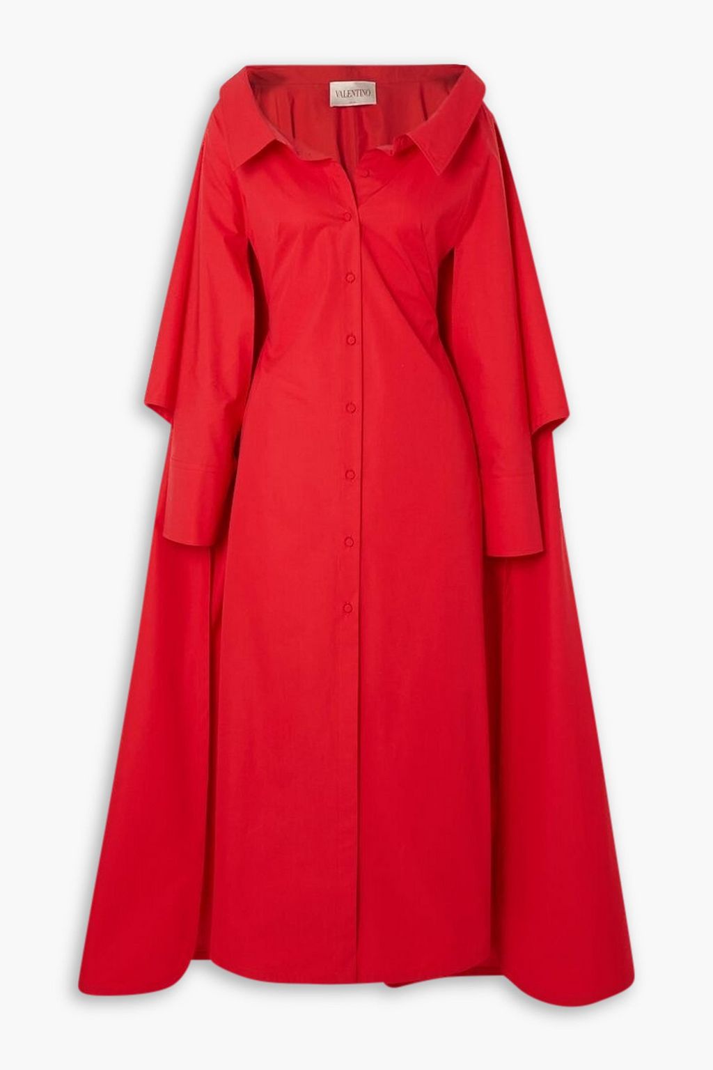 VALENTINO GARAVANI Cape effect cotton poplin midi shirt dress THE OUTNET