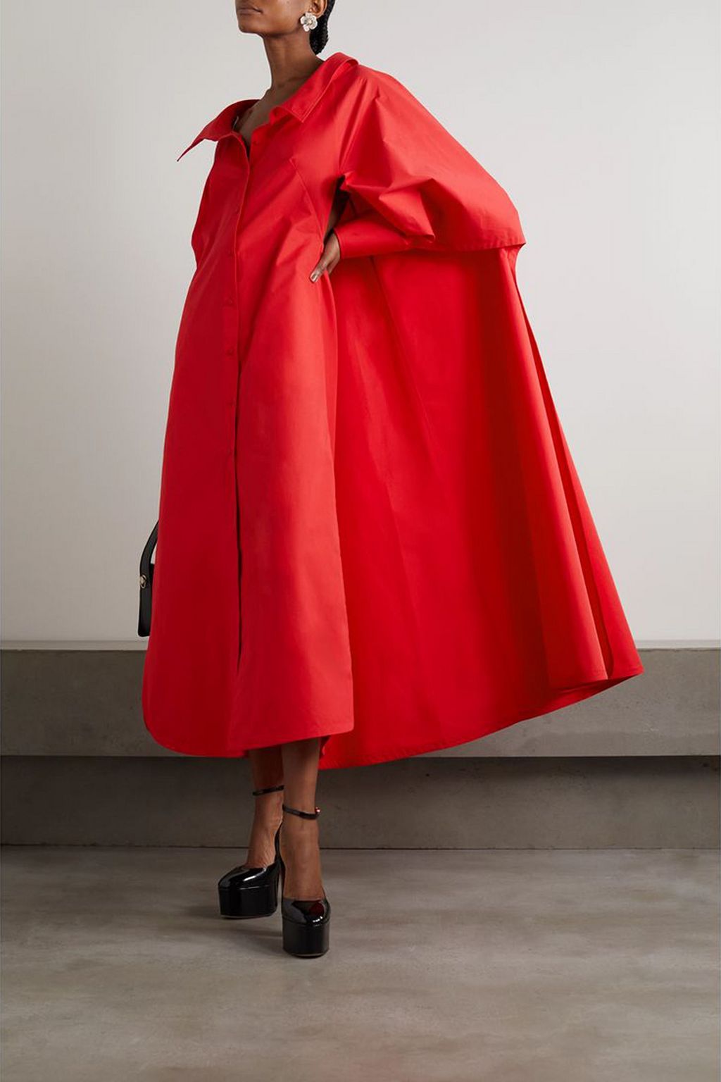 VALENTINO GARAVANI Cape-effect cotton-poplin midi shirt dress