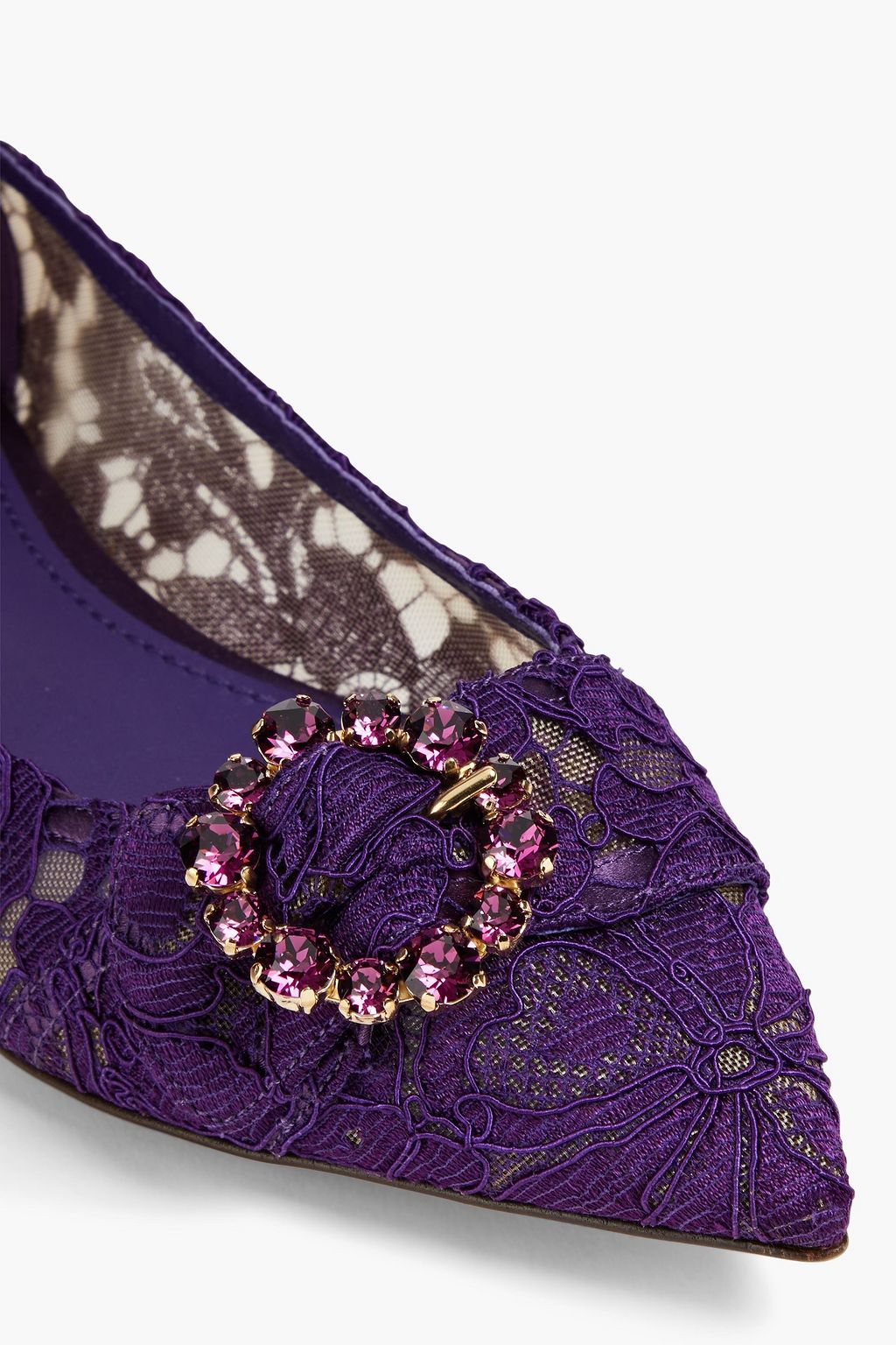 DOLCE&GABBANA حذاء باليرينا مسطح مصنوع من الدانتيل المفرّغ