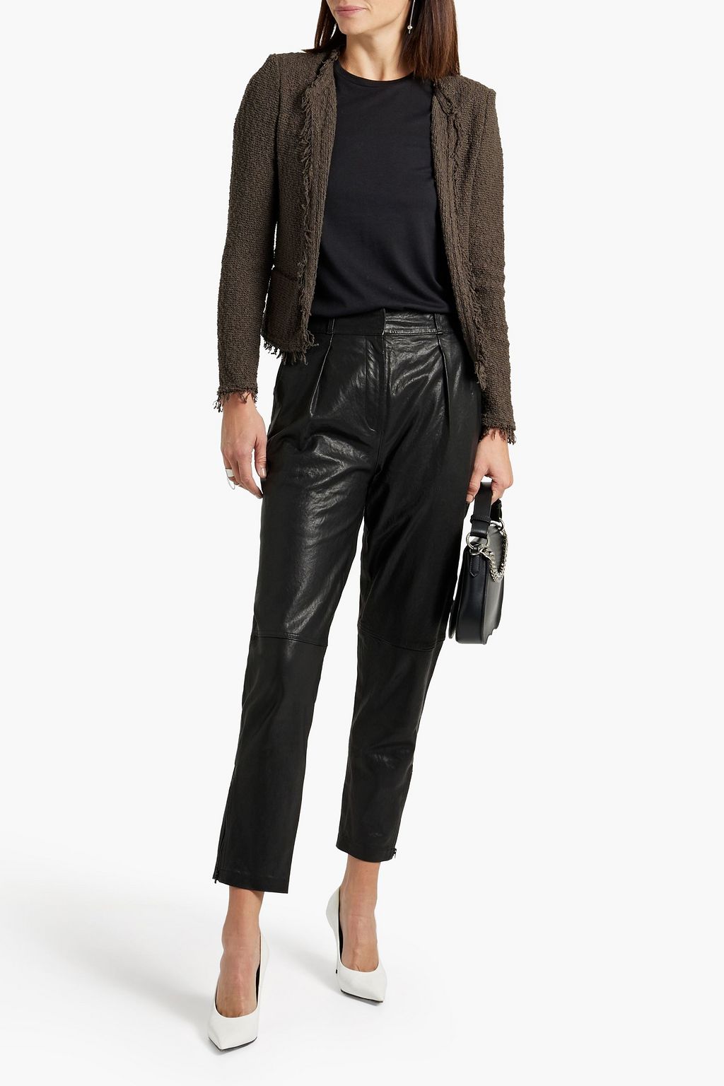 IRO Shavani frayed cotton-blend bouclé-tweed jacket