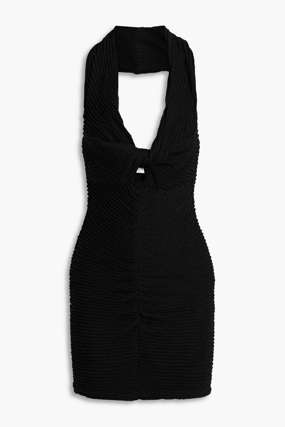 Iro Oxanne Twist-front Ribbed-knit Mini Halterneck Dress In Black