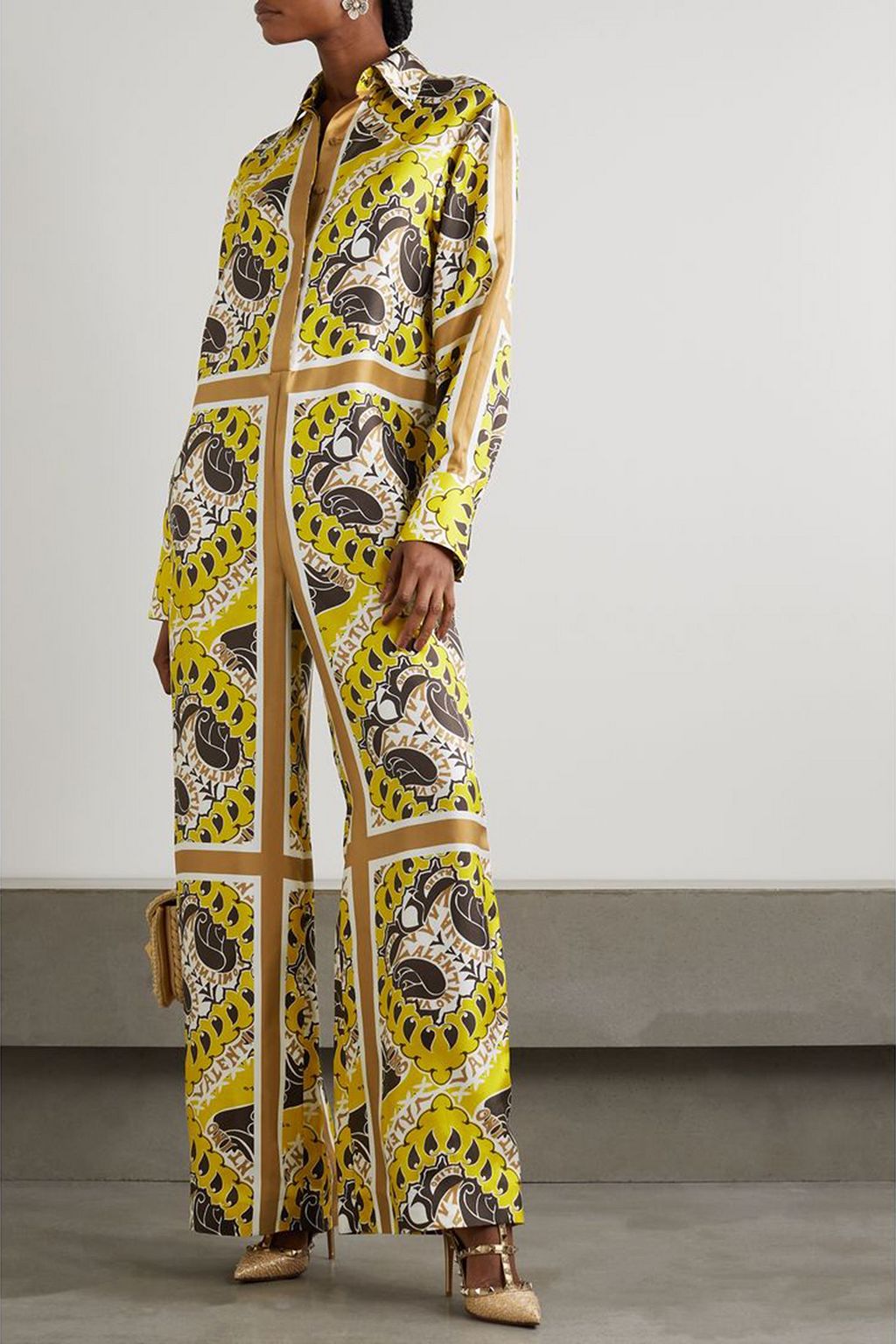 VALENTINO GARAVANI Manifesto printed silk-twill jumpsuit