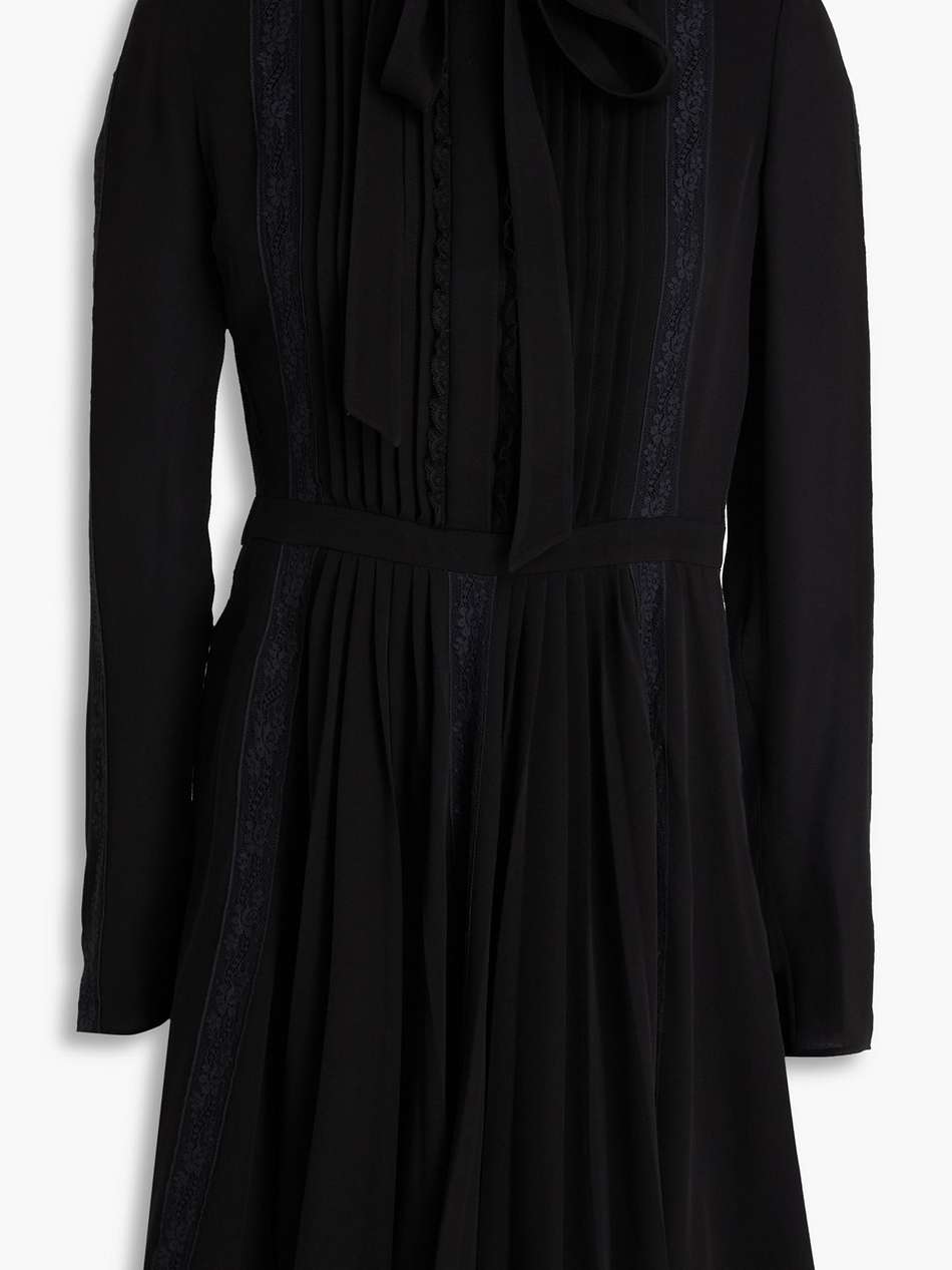 lace-trimmed silk-crepe mini dress