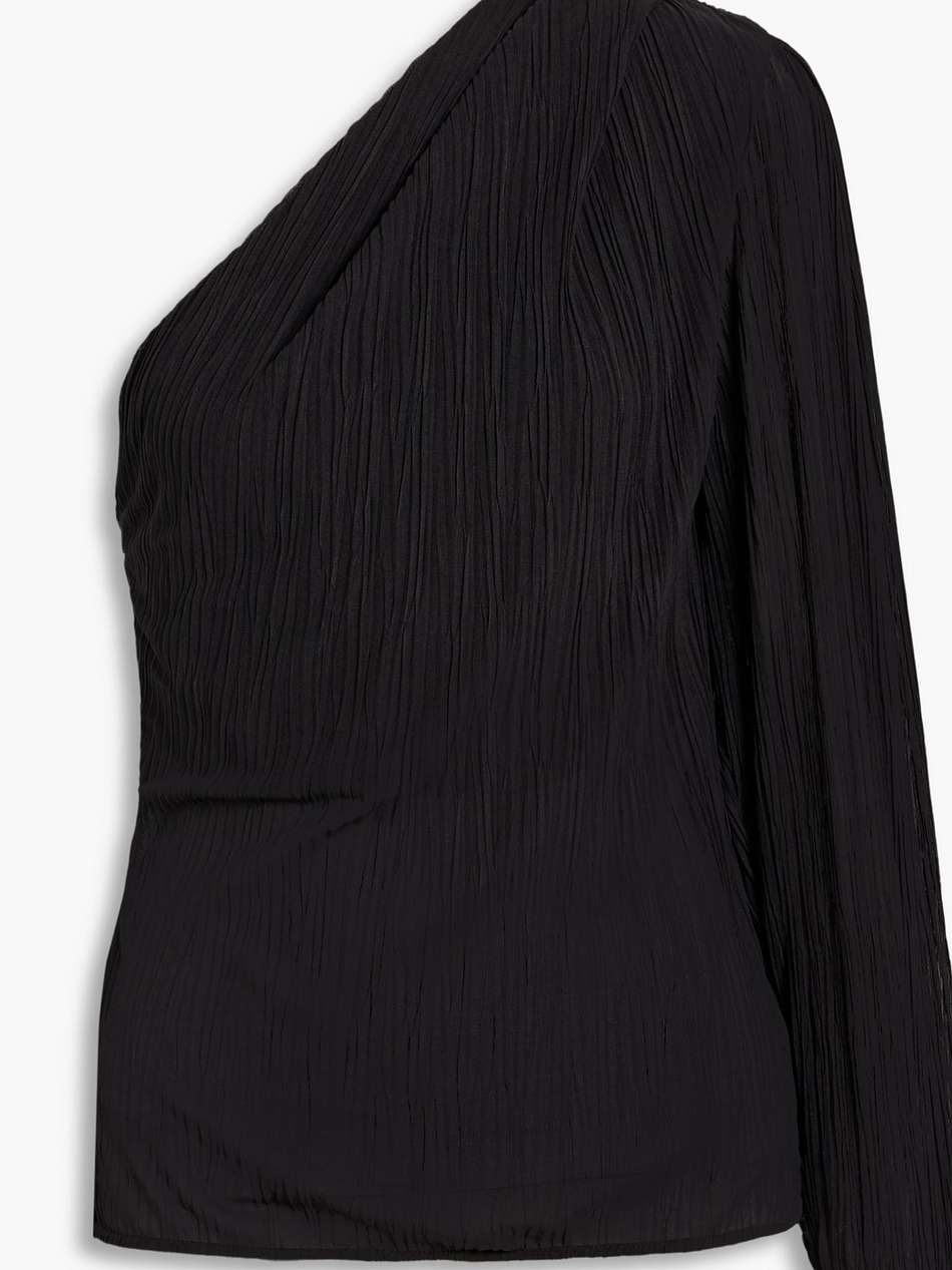 amalys one-sleeve plissé-georgette top