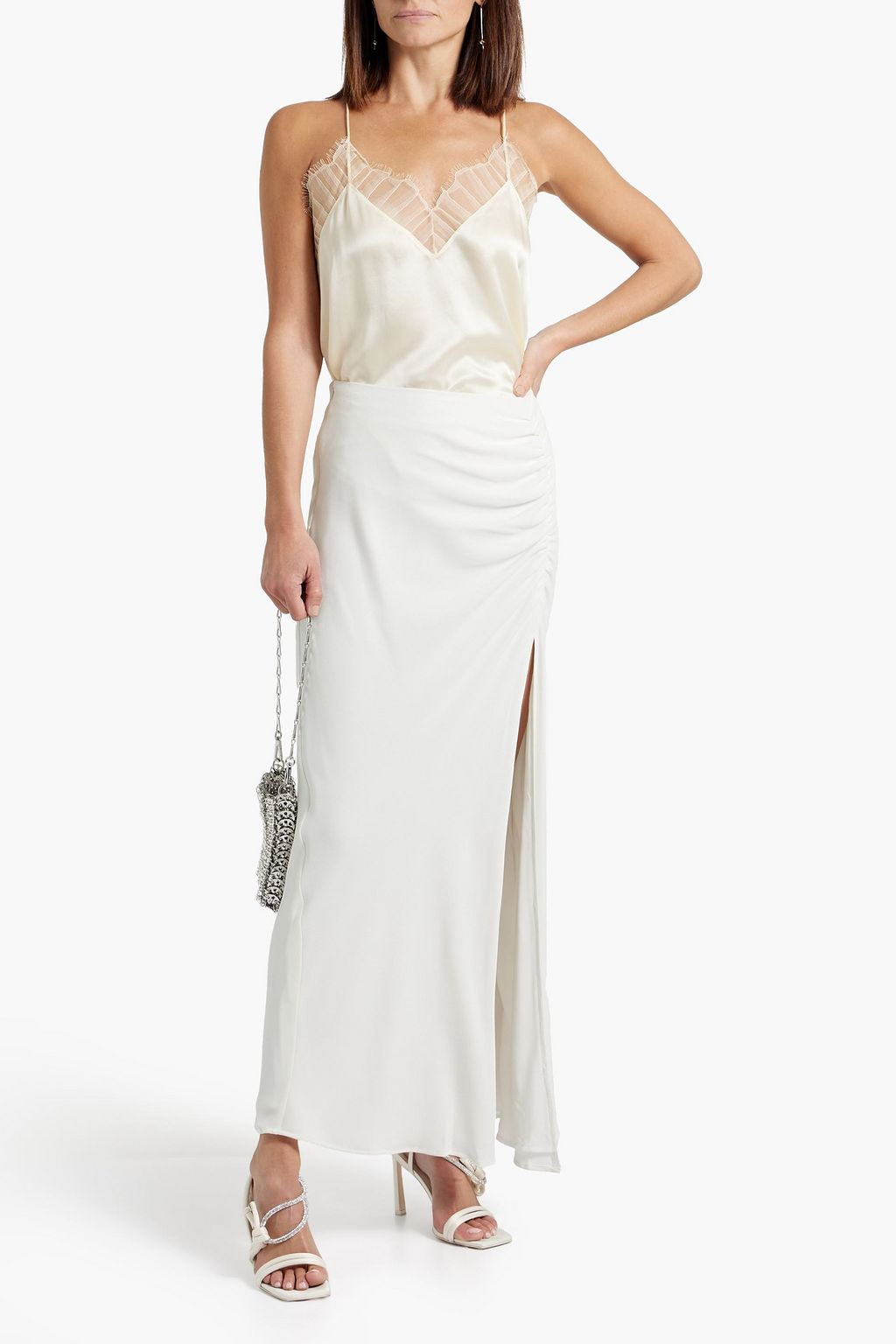 IRO Hagat ruched crepe maxi skirt