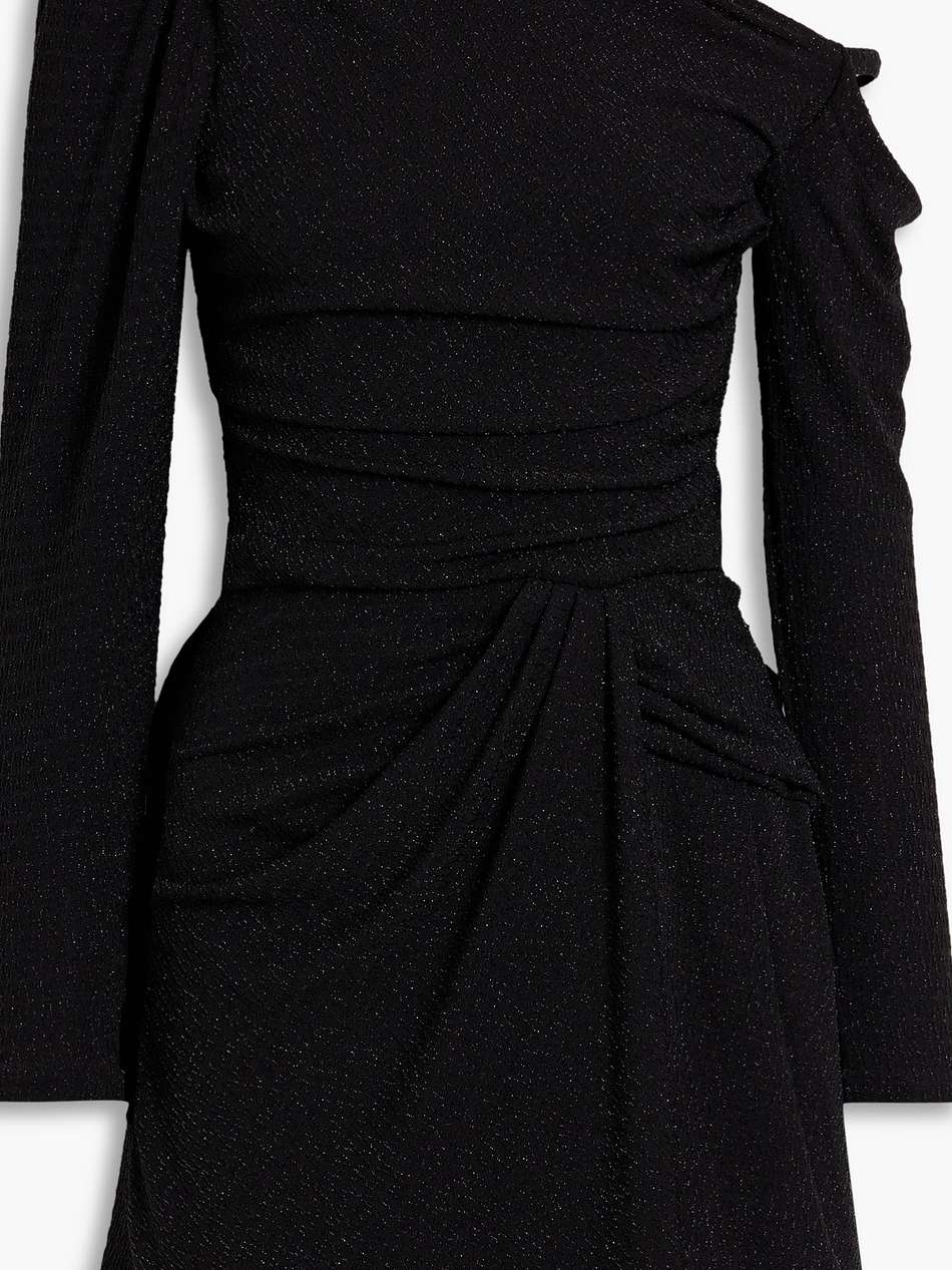 merimi one-shoulder metallic jacquard-knit mini dress