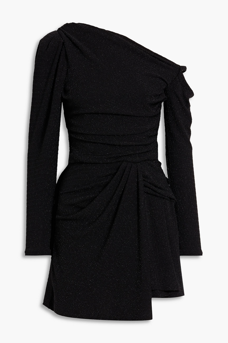 Iro Merimi One-shoulder Metallic Jacquard-knit Mini Dress In Black