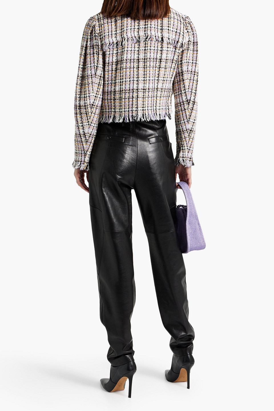Isabel Marant Étoile Nameo Cropped Fringed Cotton-blend Tweed Jacket In Lilac