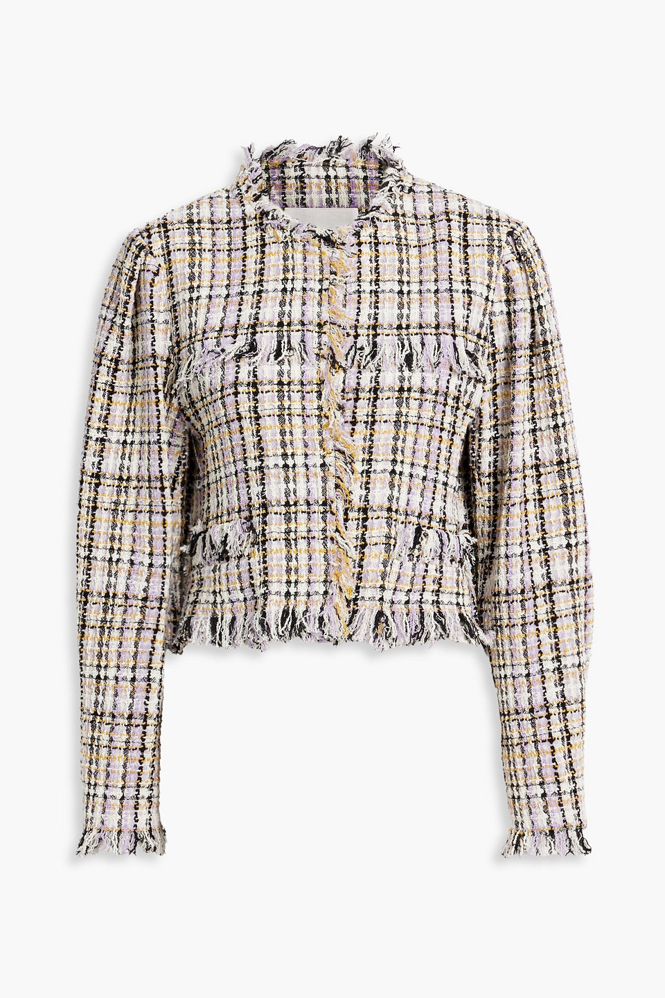 Isabel Marant Étoile Nameo Cropped Fringed Cotton-blend Tweed Jacket In Lilac