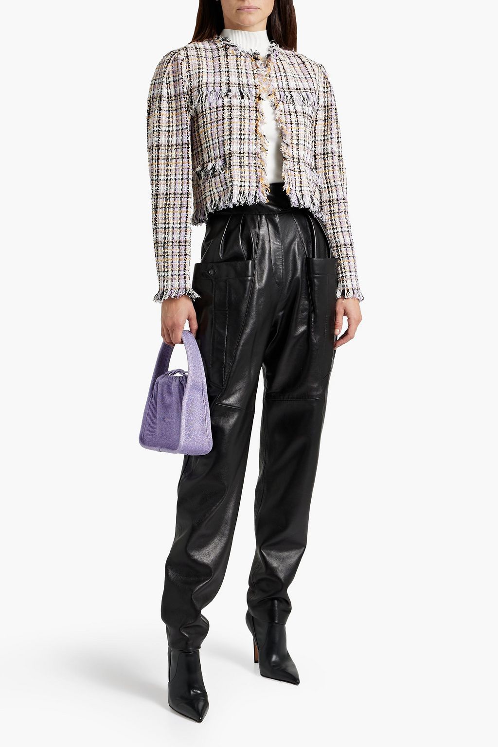 MARANT ÉTOILE Nameo cropped fringed cotton-blend tweed jacket