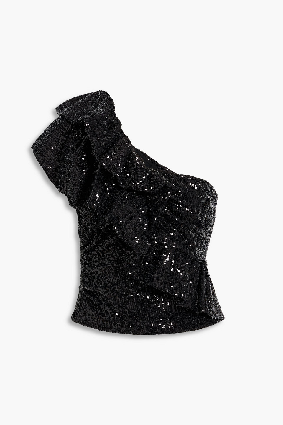 IRO SONIA ONE-SHOULDER SEQUINED TULLE TOP