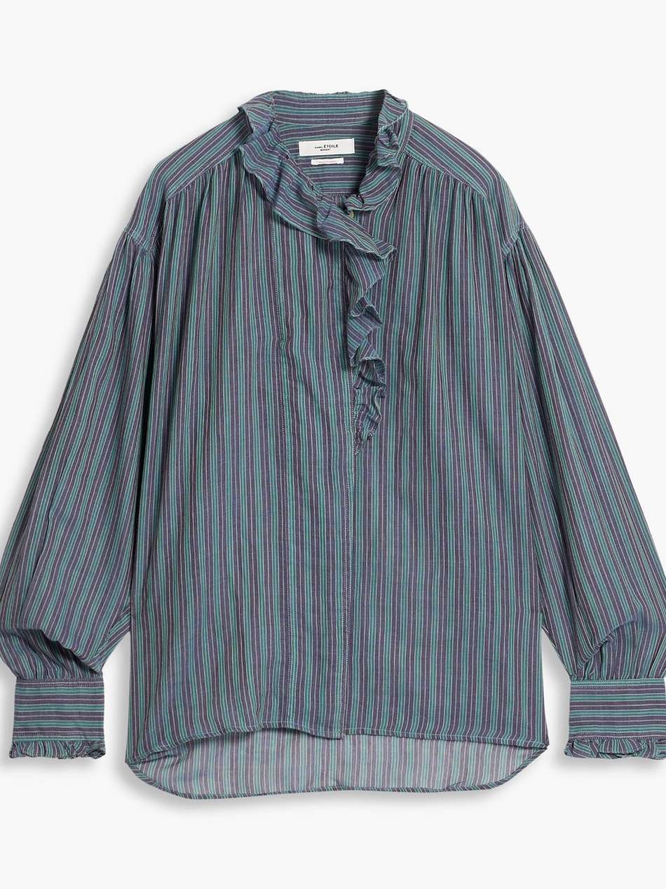 pamias ruffled striped cotton blouse