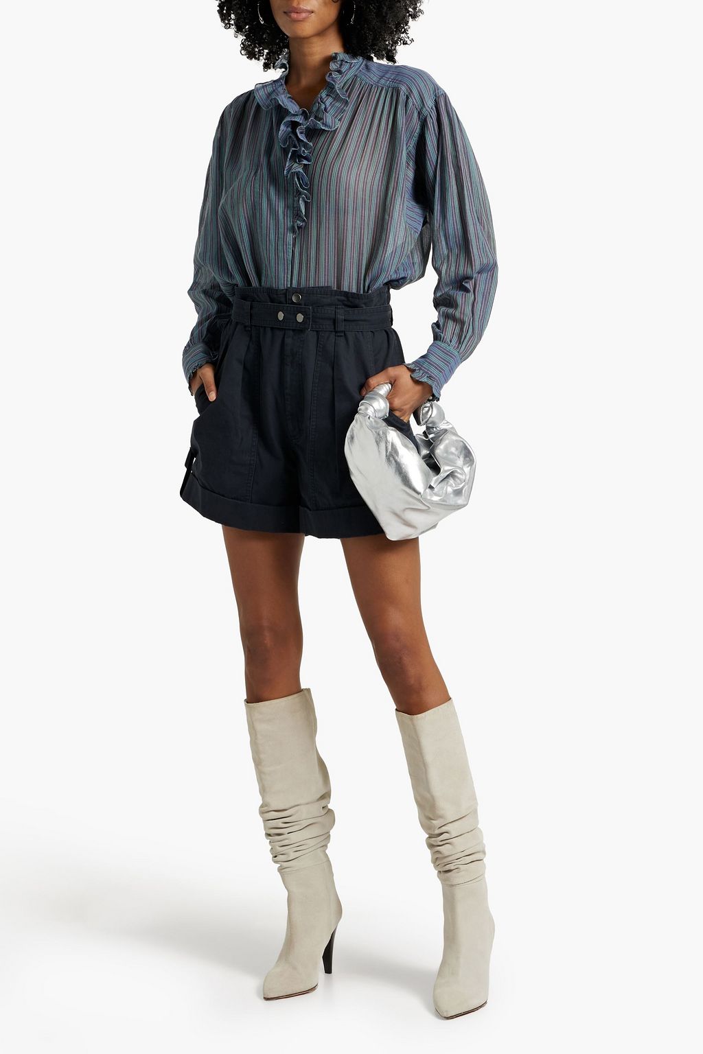 MARANT ÉTOILE Pamias ruffled striped cotton blouse