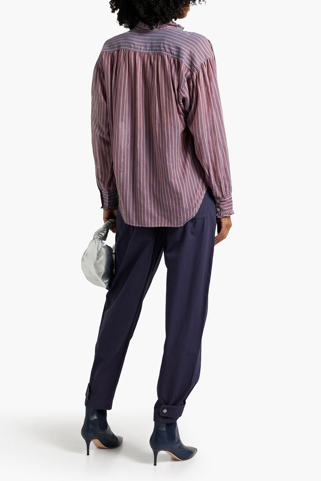 MARANT ÉTOILE Pamias ruffled striped cotton blouse