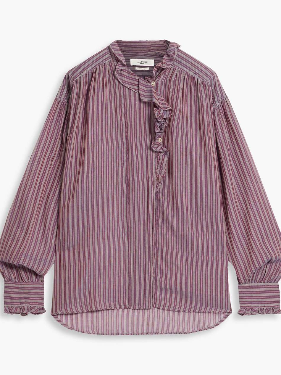 pamias ruffled striped cotton blouse