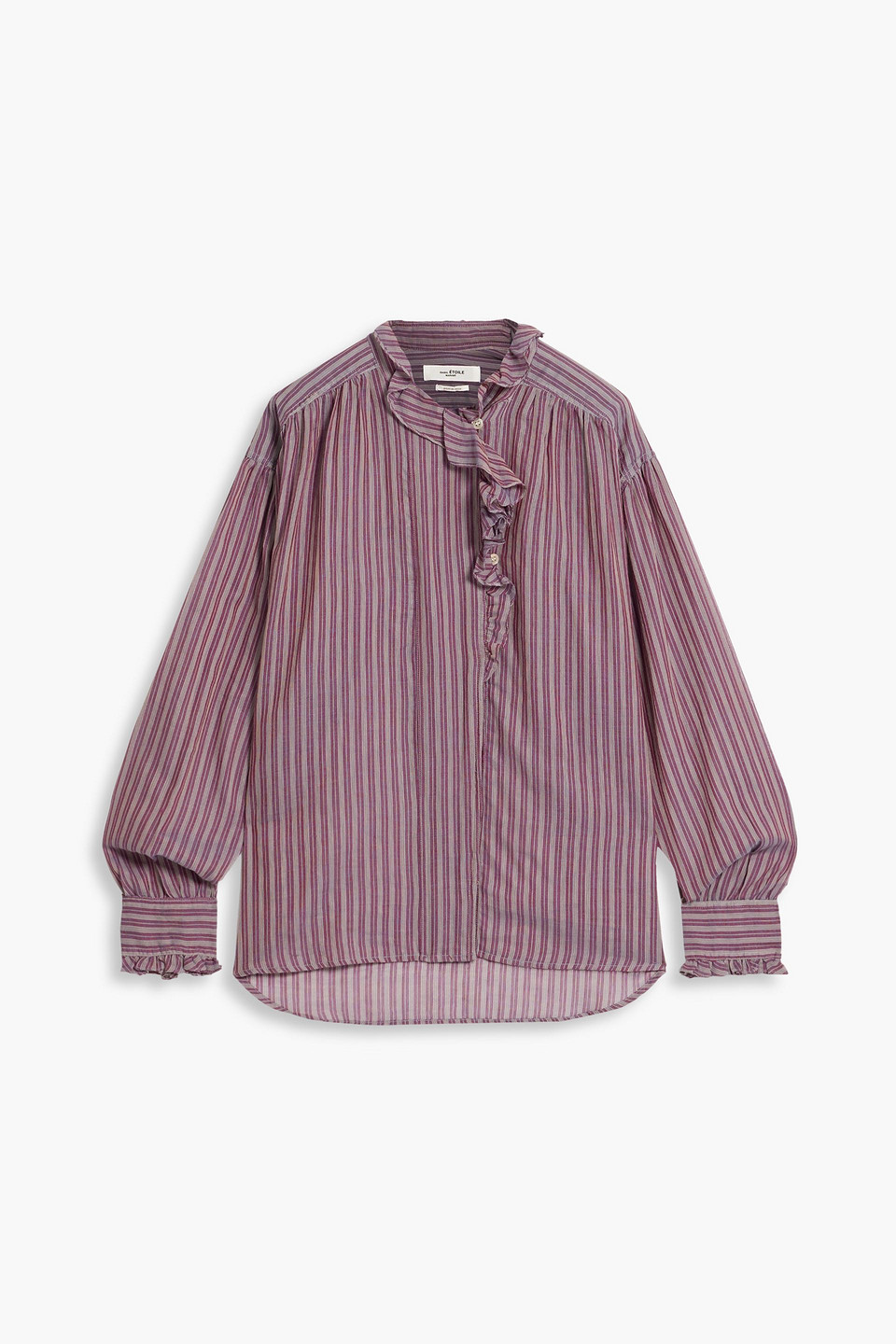 Isabel Marant Étoile Pamias Ruffled Striped Cotton Blouse In Violet