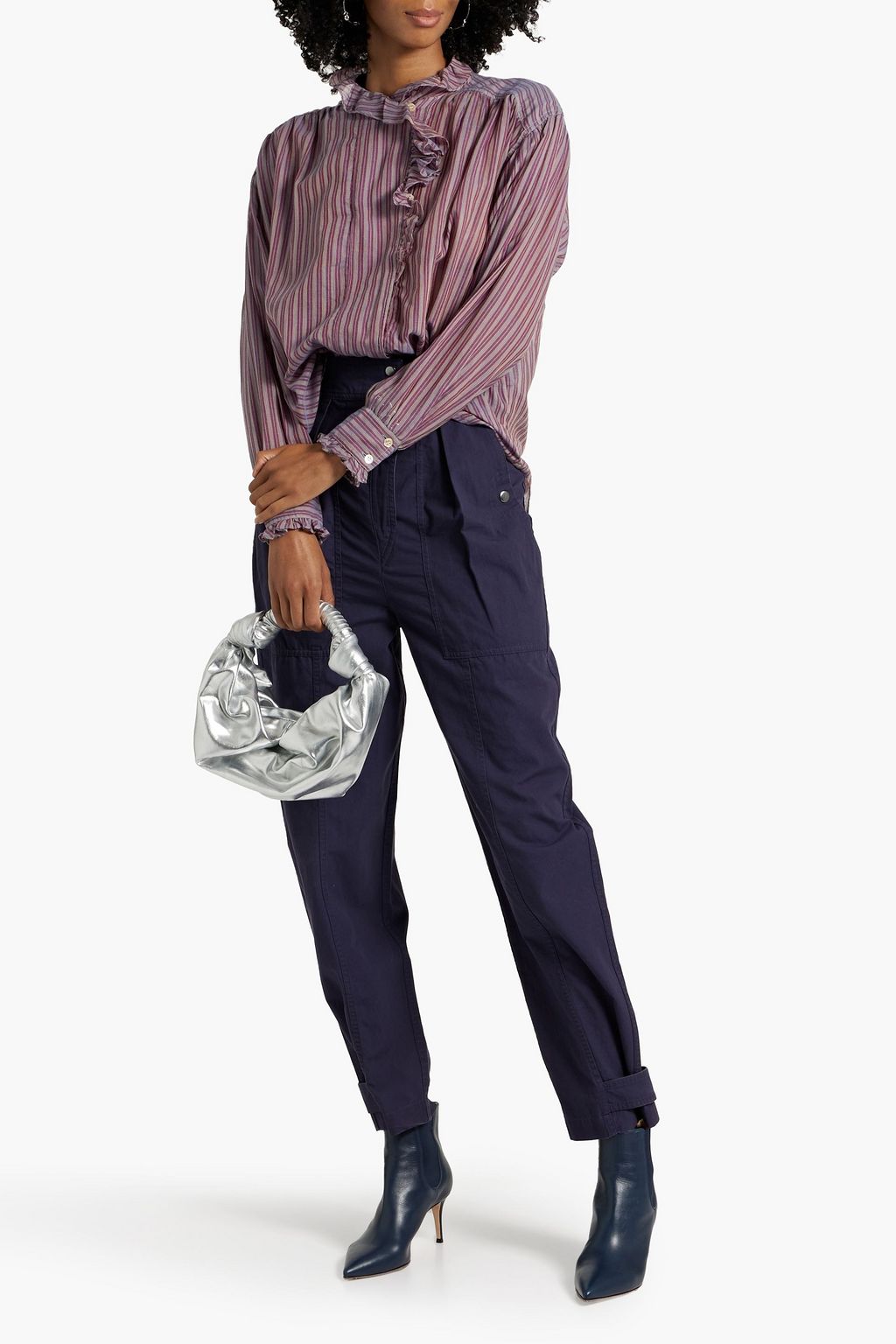 MARANT ÉTOILE Pamias ruffled striped cotton blouse