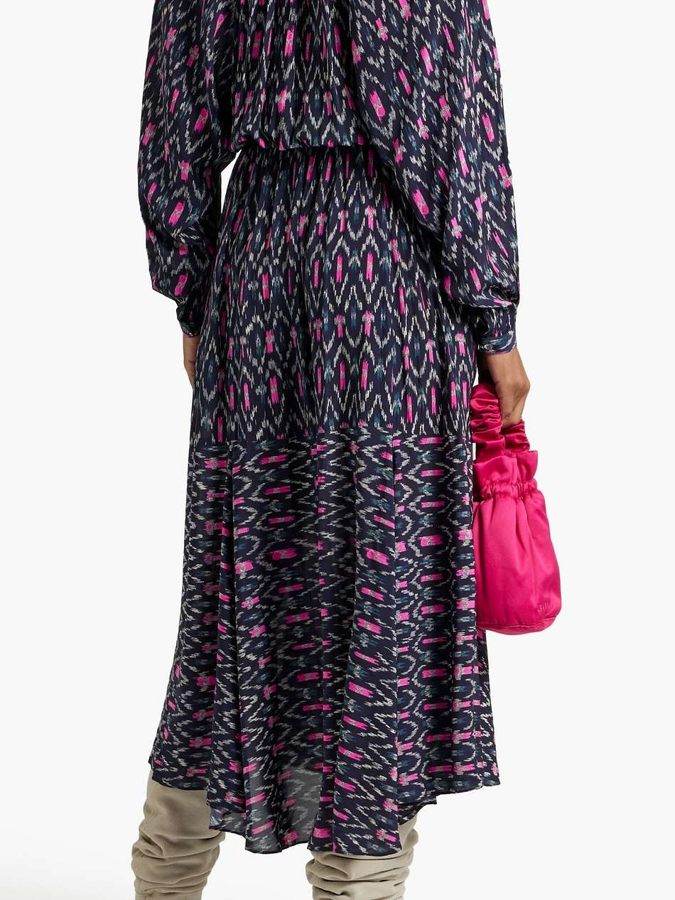 arbela belted printed crepe midi dress