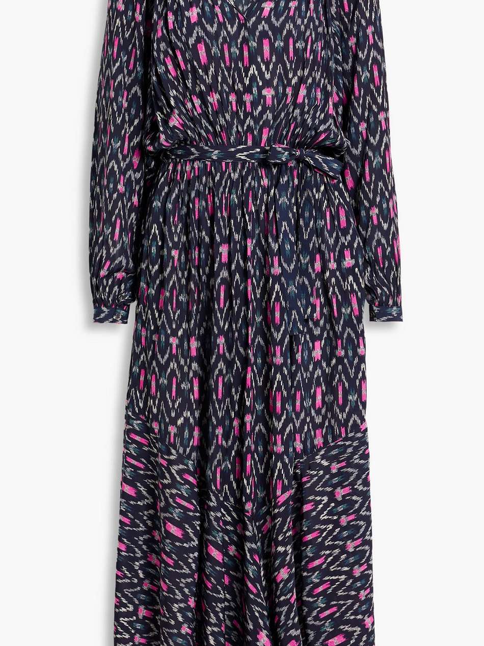 arbela belted printed crepe midi dress