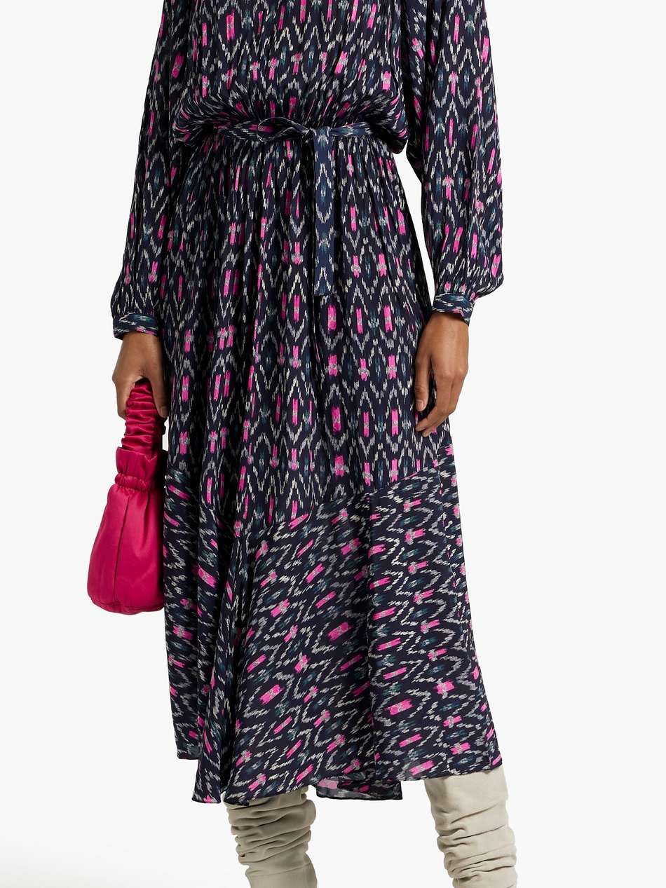 arbela belted printed crepe midi dress