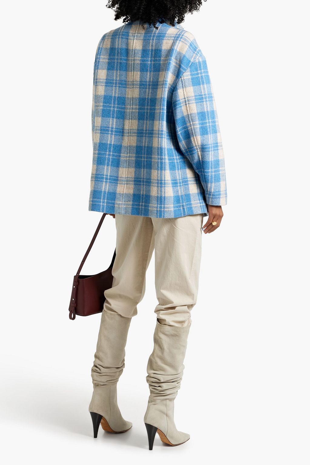 MARANT ÉTOILE Flemingli fringed checked wool-blend felt coat