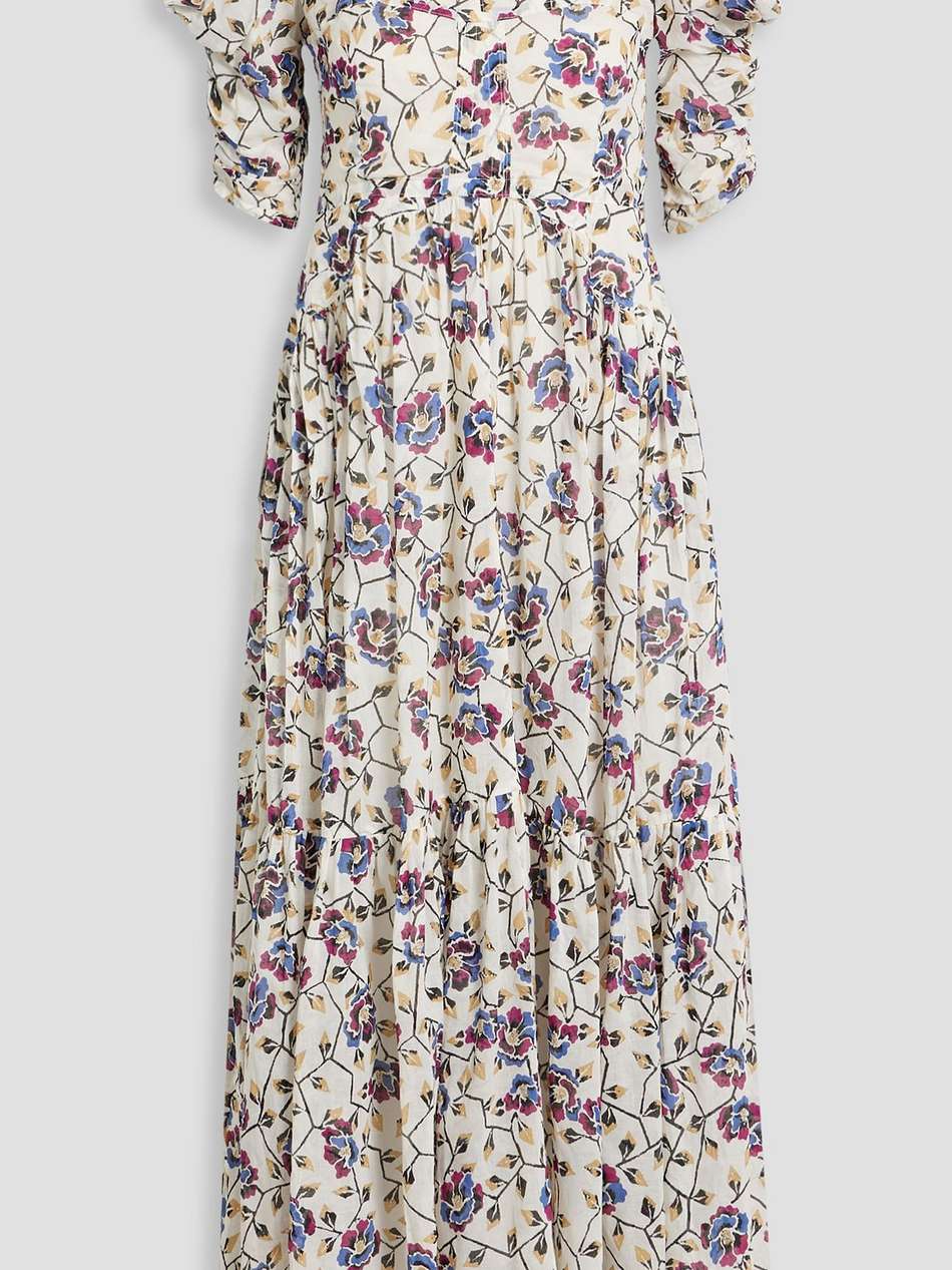 sichelle cutout floral-print cotton-gauze midi dress