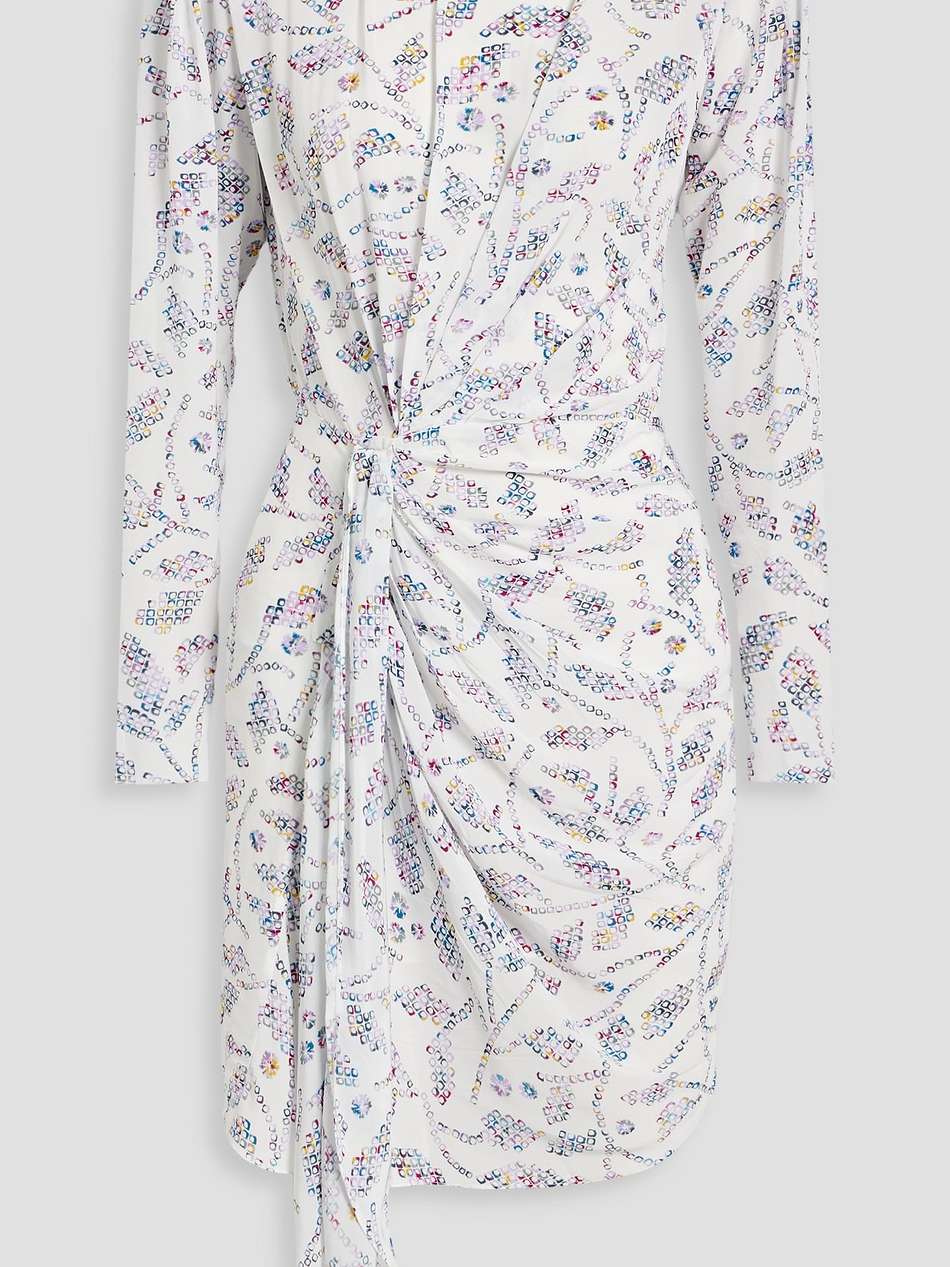 dulce draped printed crepe de chine mini dress