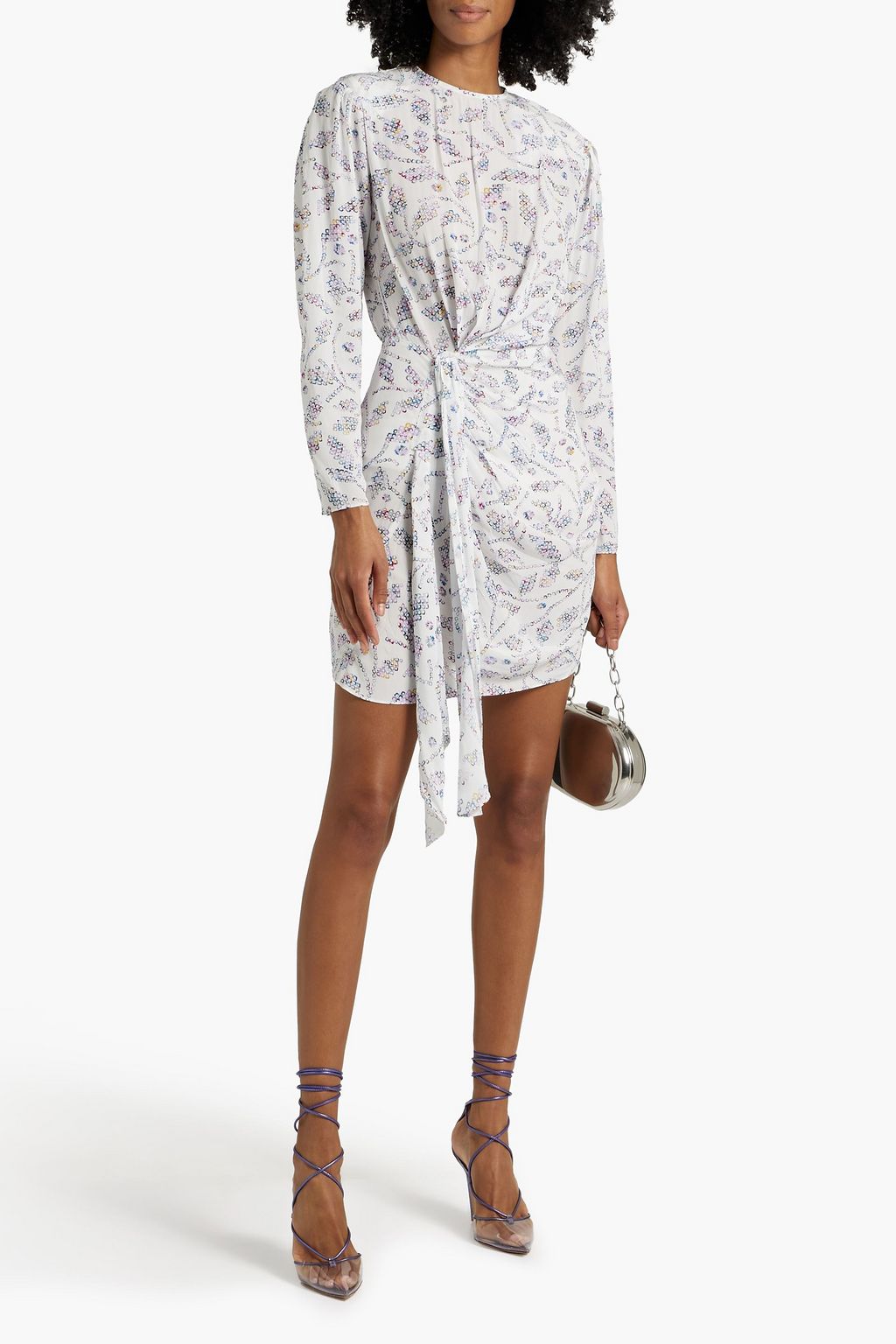 MARANT ÉTOILE Dulce draped printed crepe de chine mini dress