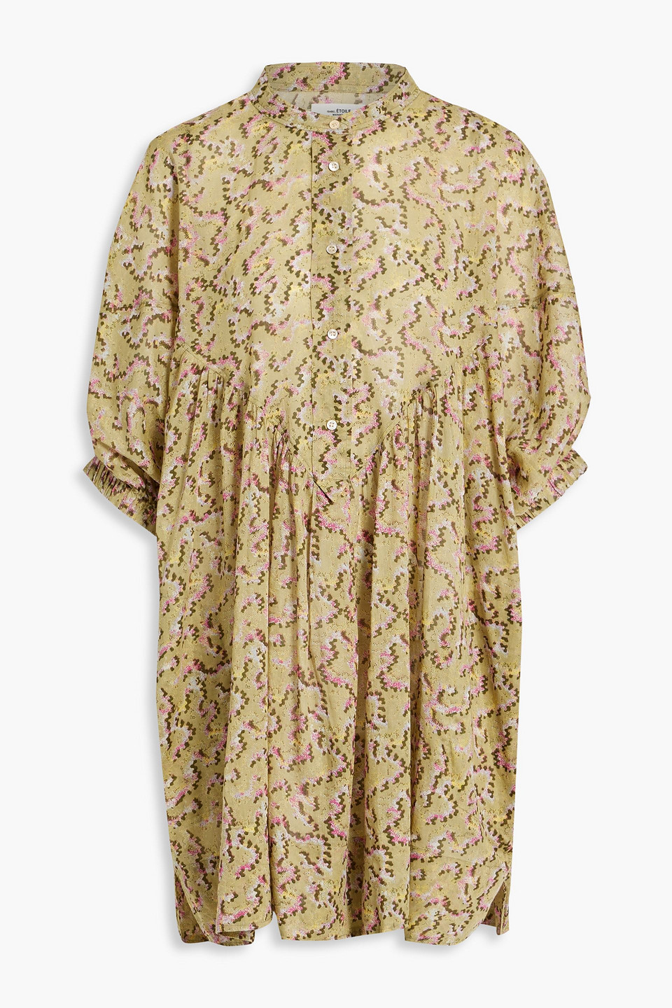 Isabel Marant Étoile Mazea Printed Cotton-gauze Mini Dress In Sage Green