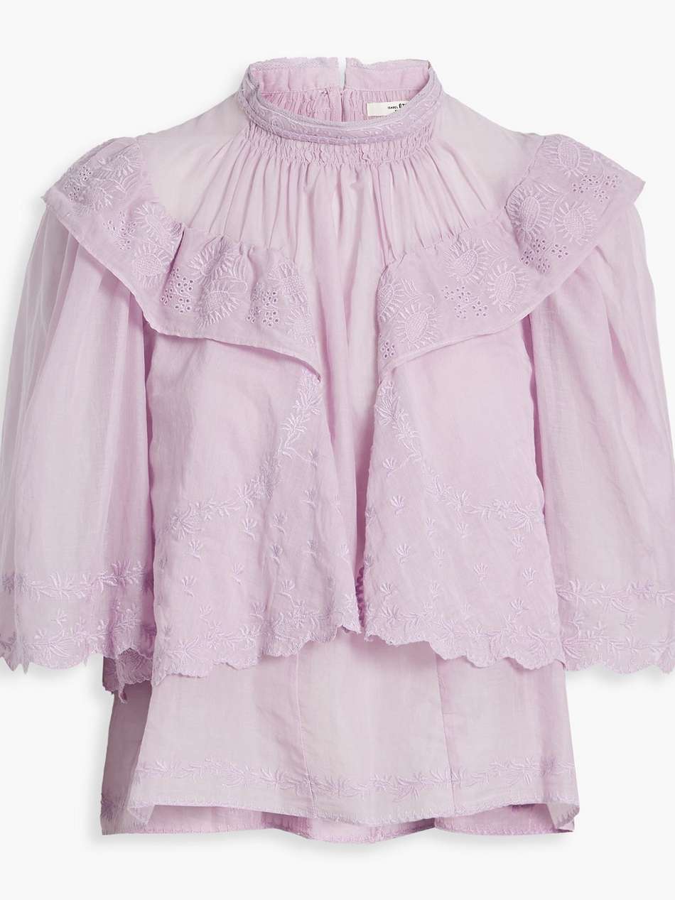 laeti ruffled broderie anglaise-trimmed cotton-gauze top