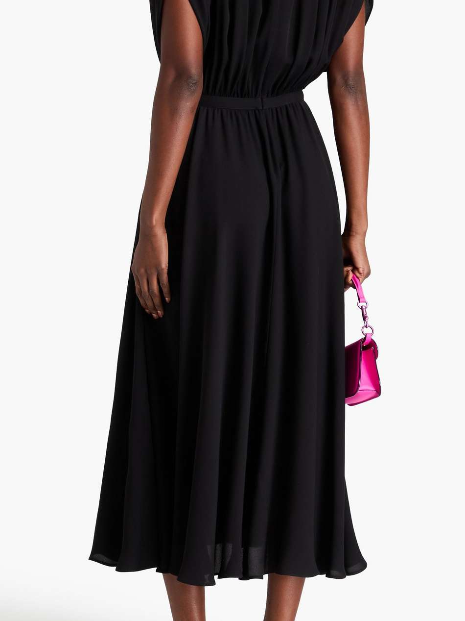 gathered silk-crepe midi dress