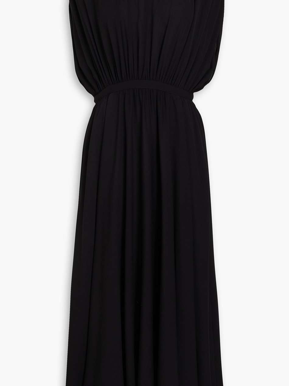 gathered silk-crepe midi dress
