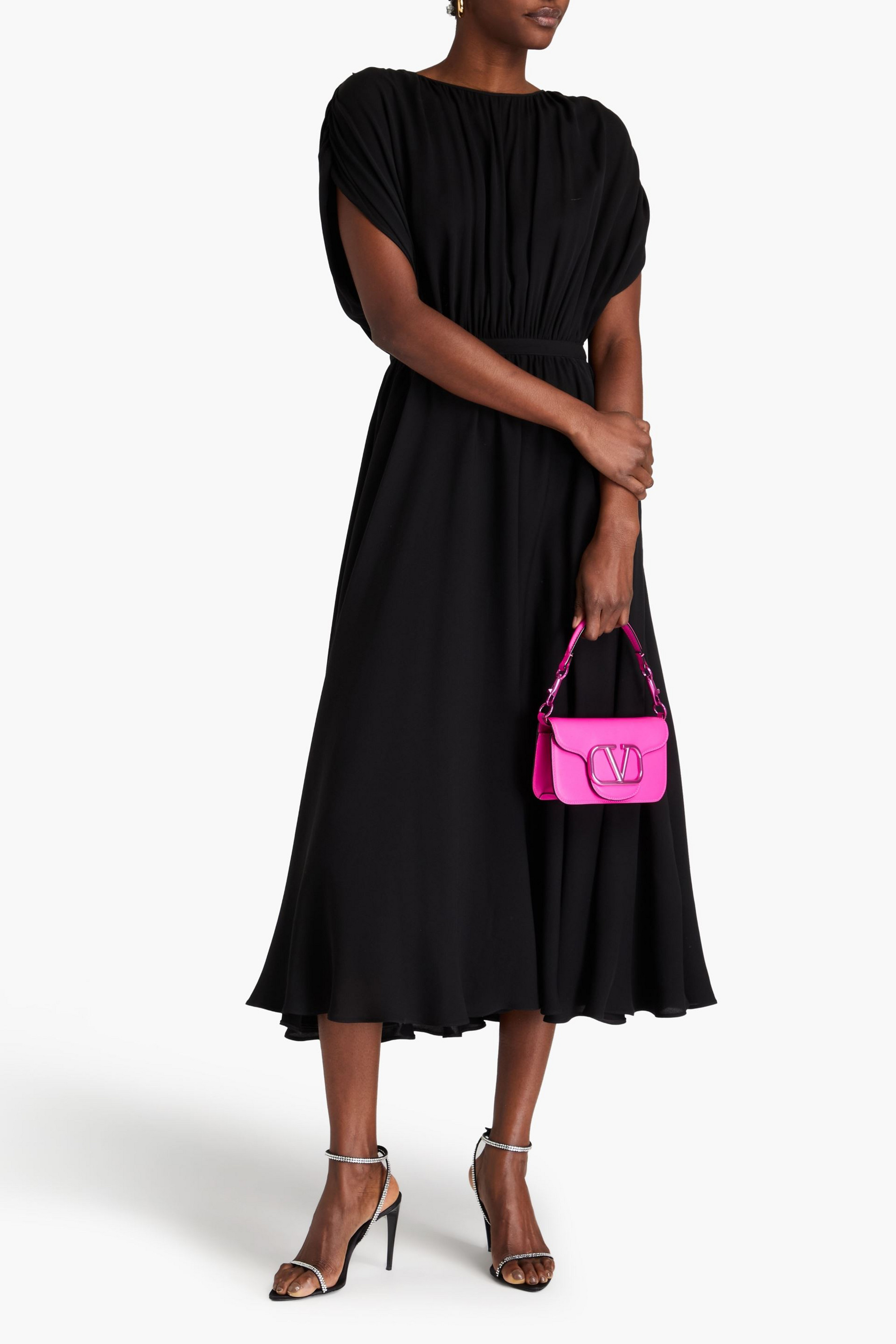 Valentino Garavani Gathered silk-crepe midi dress