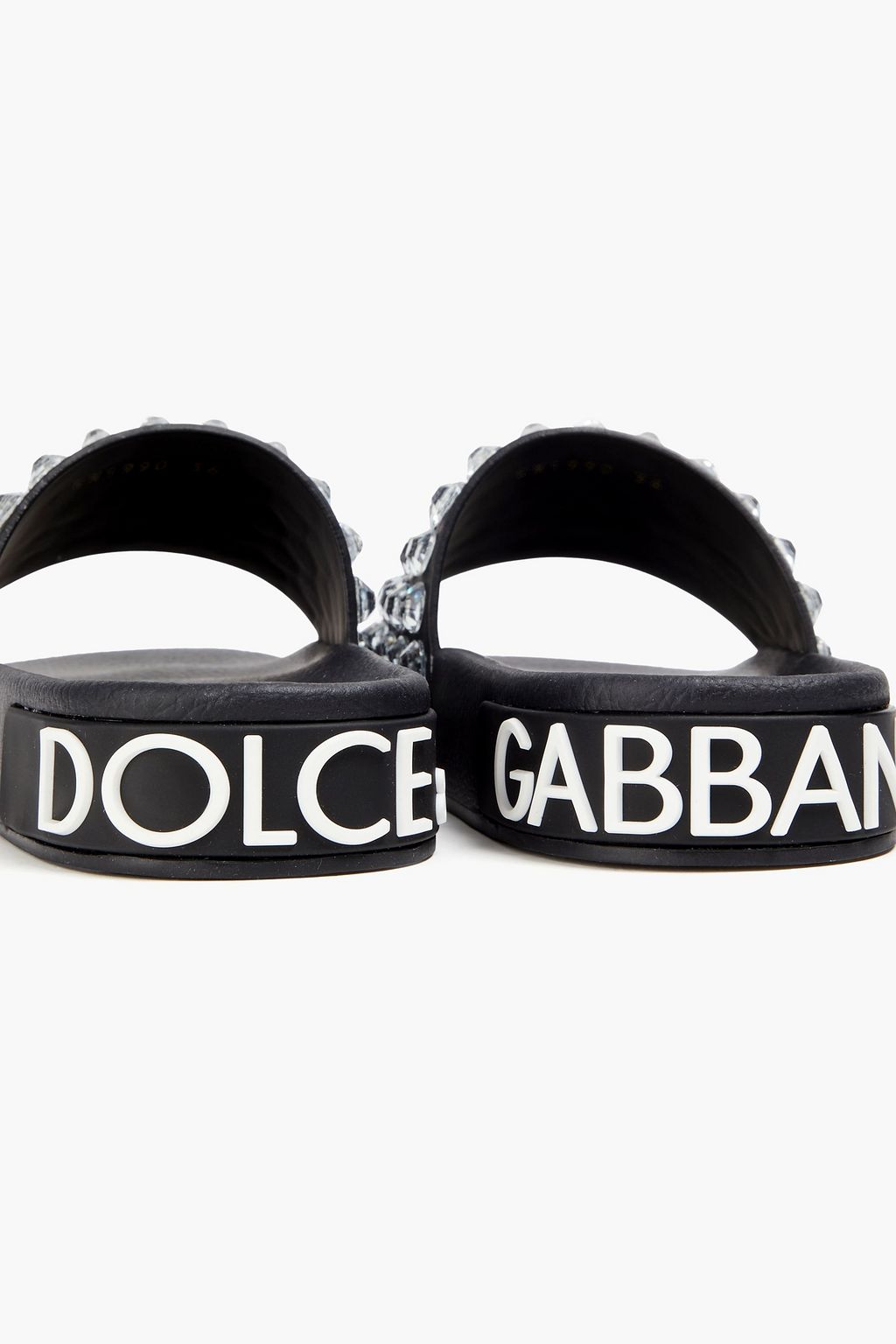 DOLCE&GABBANA حذاء سلايد من الجلد مزين بالكريستال