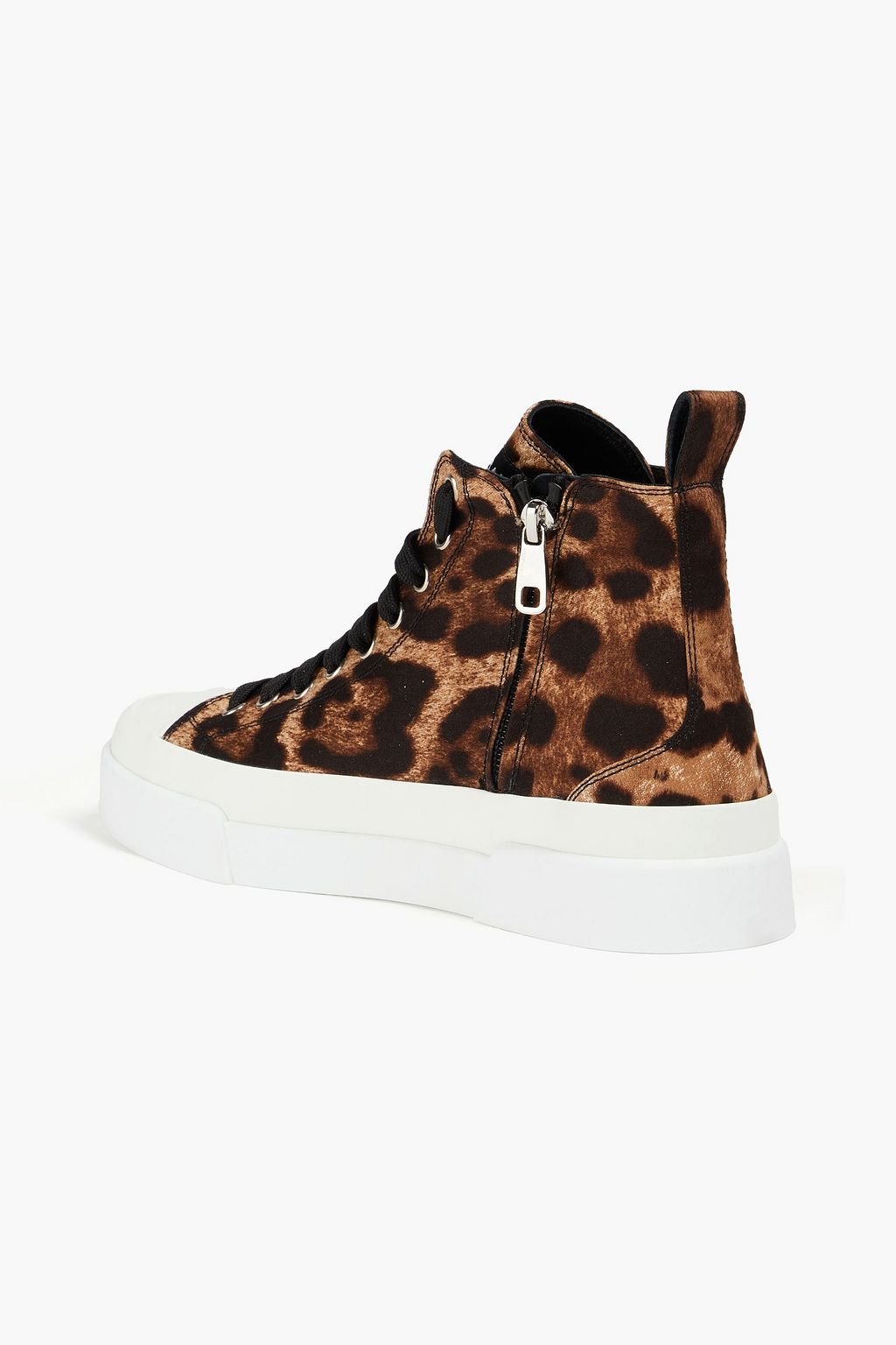 DOLCE&GABBANA Leopard-print twill high-top sneakers