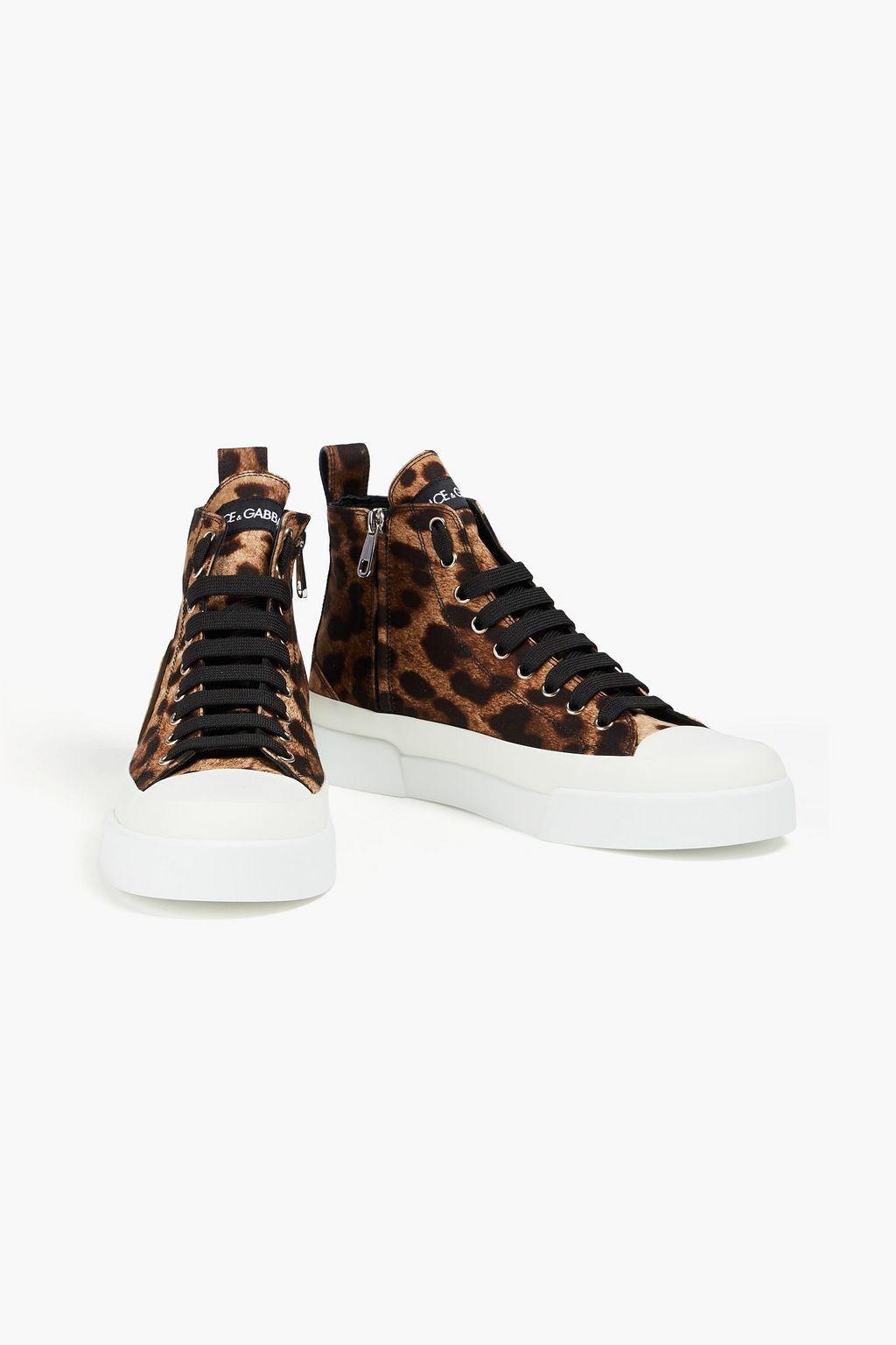DOLCE&GABBANA Leopard-print twill high-top sneakers