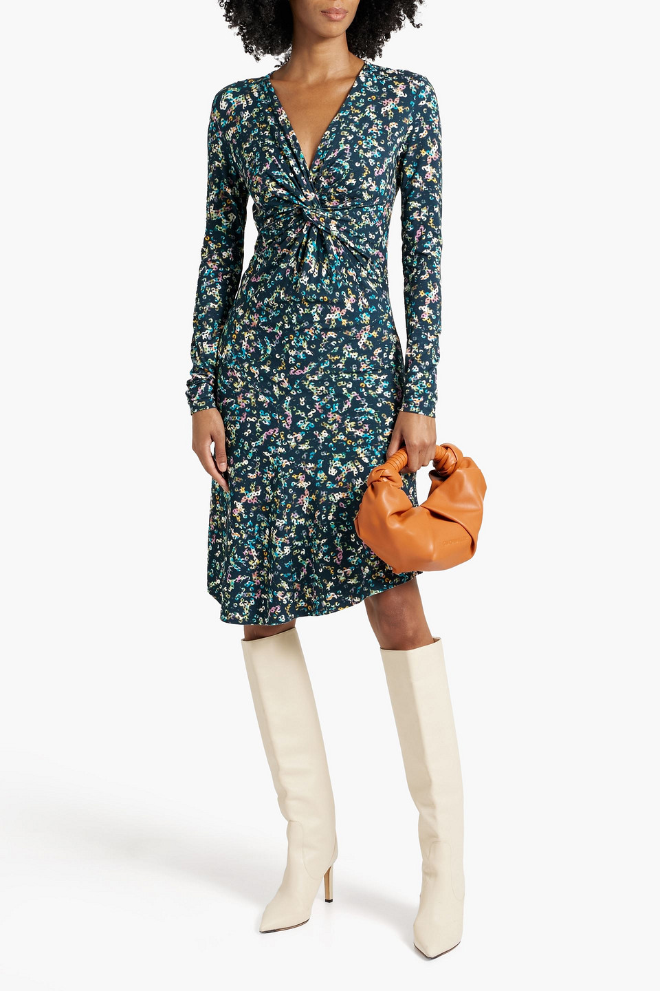 ISABEL MARANT ÉTOILE JADIYA ASYMMETRIC PRINTED STRETCH-JERSEY DRESS