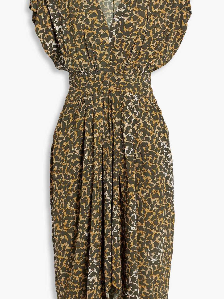 almeya pleated printed crepe midi dress