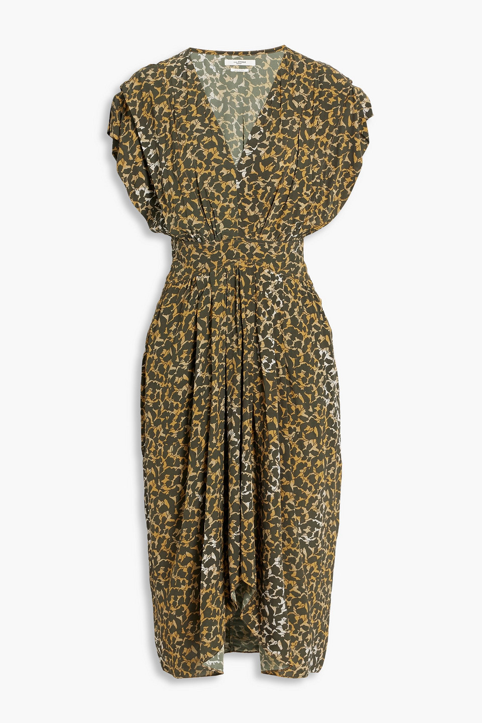 Isabel Marant Étoile Almeya Pleated Printed Crepe Midi Dress In Mustard