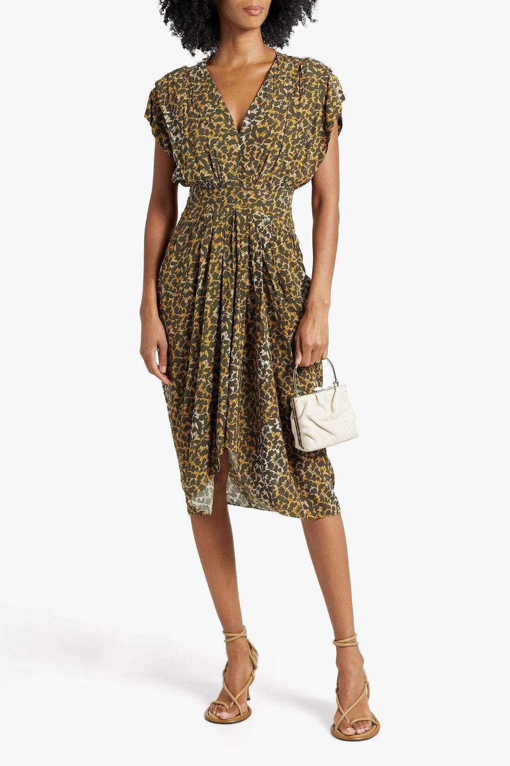 MARANT ÉTOILE Almeya pleated printed crepe midi dress