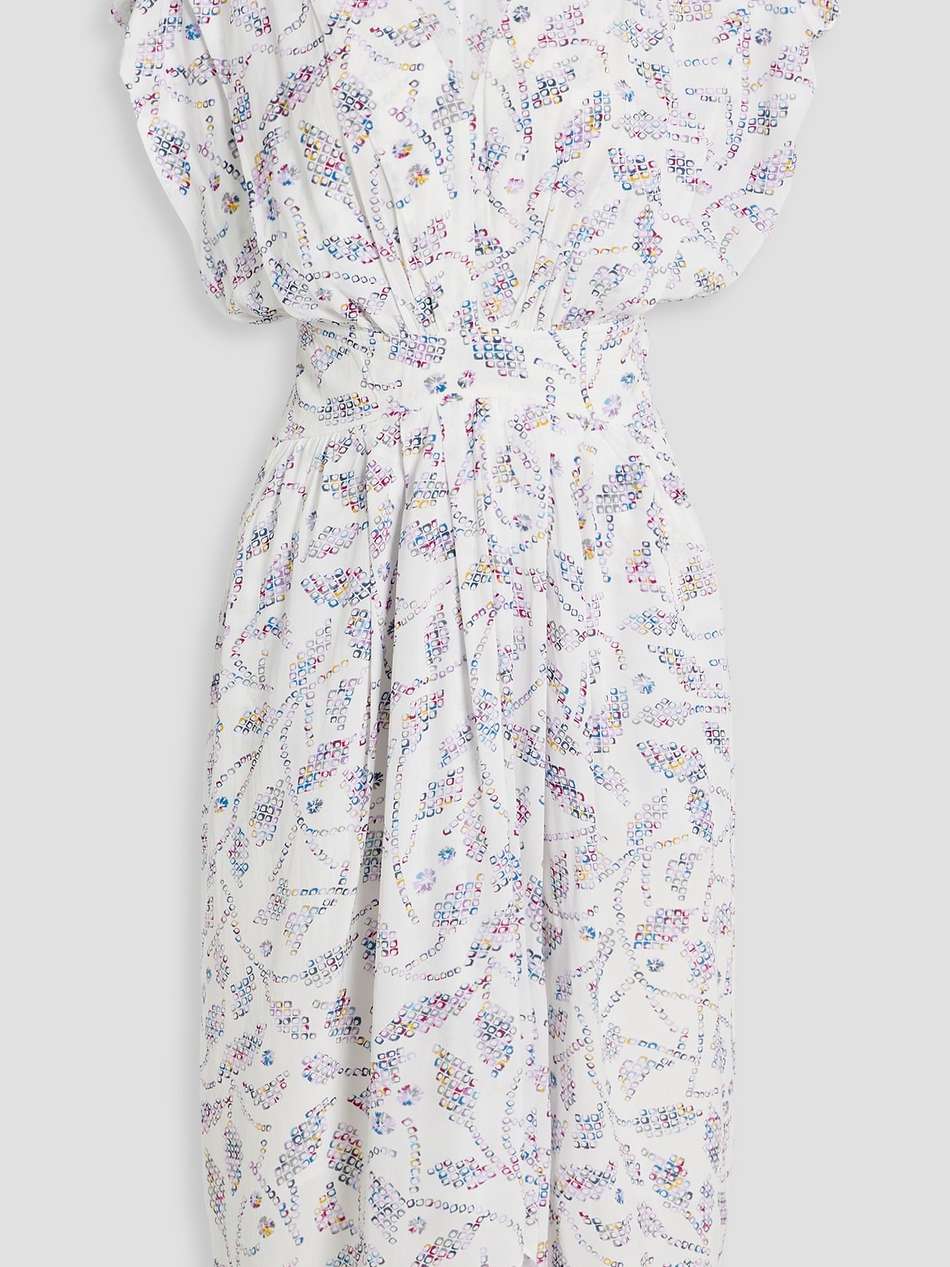 almeya pleated printed crepe midi dress