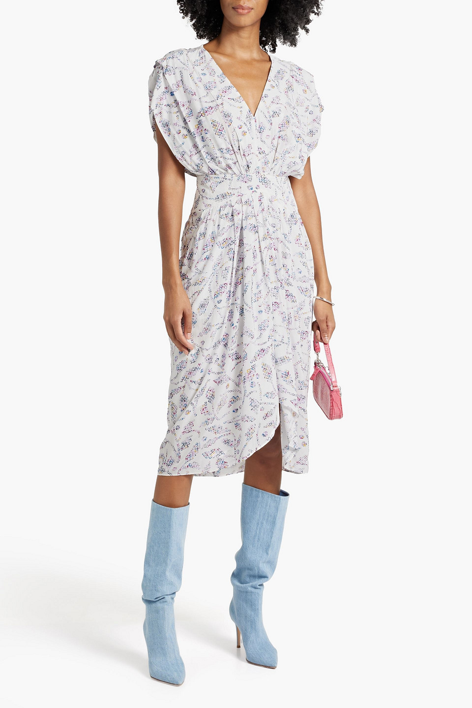 Isabel Marant Étoile Almeya Abstract-print Asymmetric-hem Dress In White